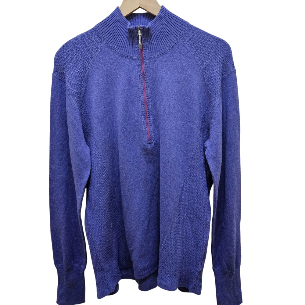 Eddie Bauer Mens Pullover Sweater Quarter Zip Knit Blue‎ Long Sleeve XXL EE G